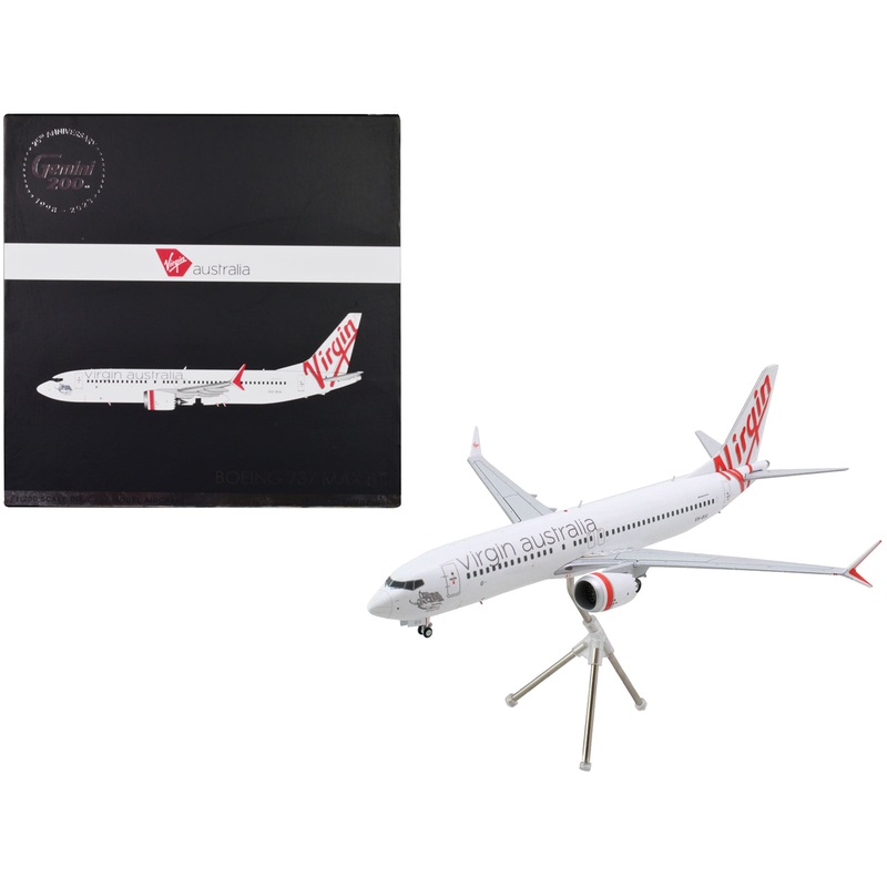 Boeing 737 MAX 8 Commercial Aircraft “Virgin Australia” (VH-8IA) White with Red Tail Graphics “Gemini 200” Series 1/200 Diecast Model Airplane by GeminiJets