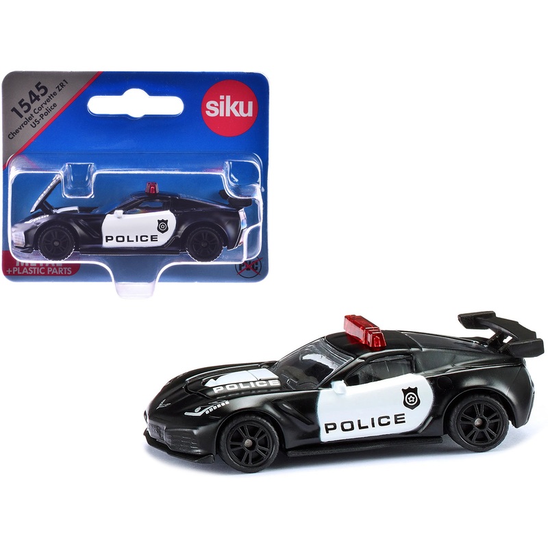 Chevrolet Corvette ZR1 Police Car Black and White Diecast Model Car by Siku