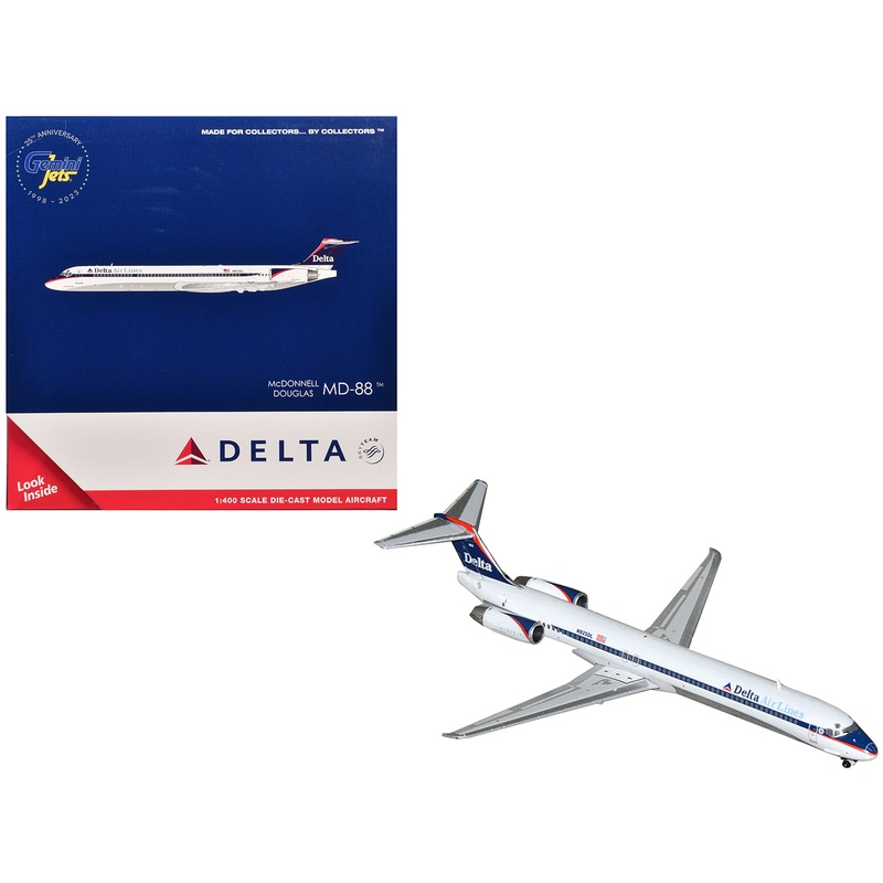 McDonnell Douglas MD-88 Commercial Aircraft “Delta Air Lines” (N925DL) White with Blue and Red Graphics 1/400 Diecast Model Airplane by GeminiJets