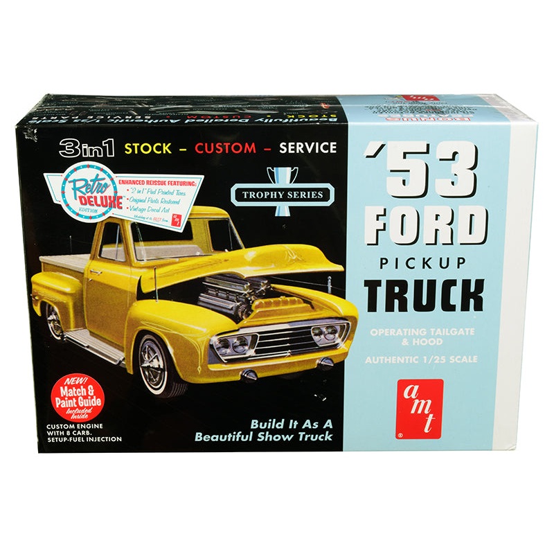 Skill 2 Model Kit 1953 Ford Pickup Truck “Trophy Series” 3 in 1 Kit 1/25 Scale Model by AMT