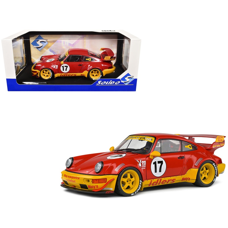 2016 RWB Bodykit #17 “Matys Idlers” Red and Yellow with Graphics 1/18 Diecast Model Car by Solido