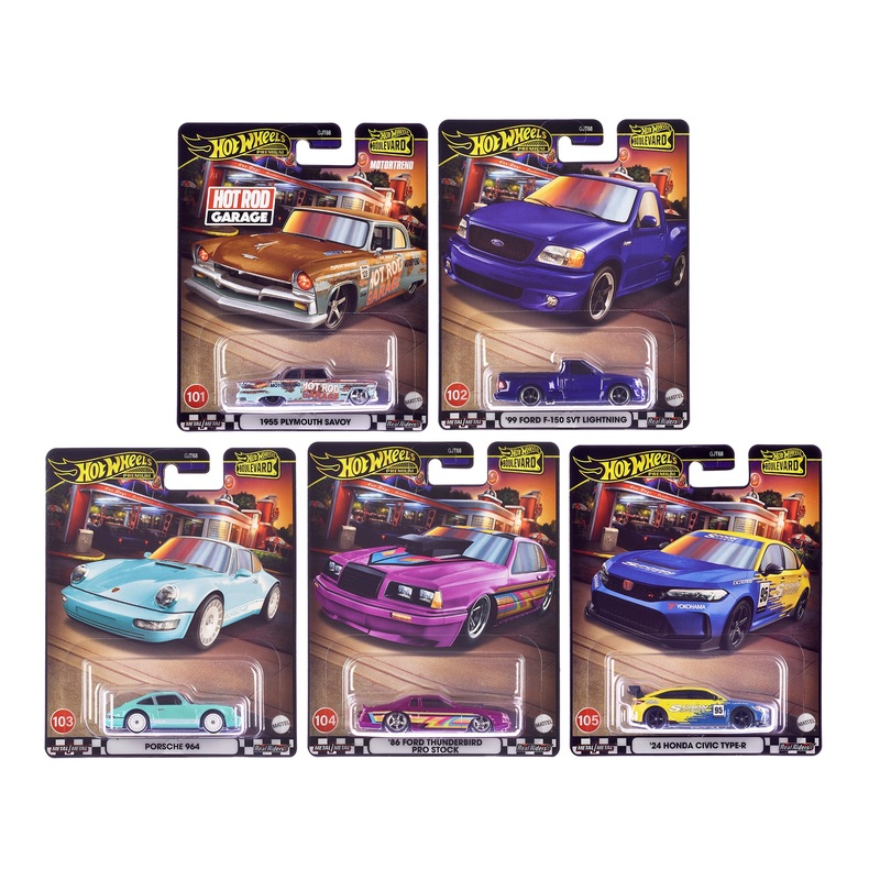 “Boulevard 101-105” 5 piece Set “Premium” 2024 Series Diecast Model Cars by Hot Wheels