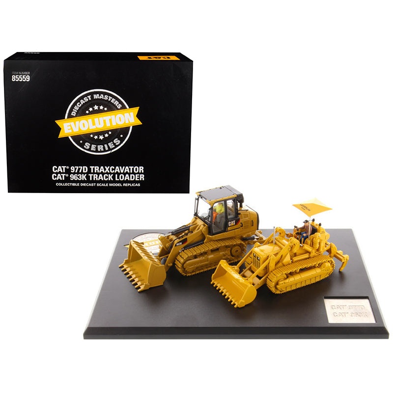 CAT Caterpillar 977D Traxcavator (Circa 1955-1960) and CAT Caterpillar 963K Track Loader (Current) with Operators “Evolution Series” 1/50 Diecast Models by Diecast Masters