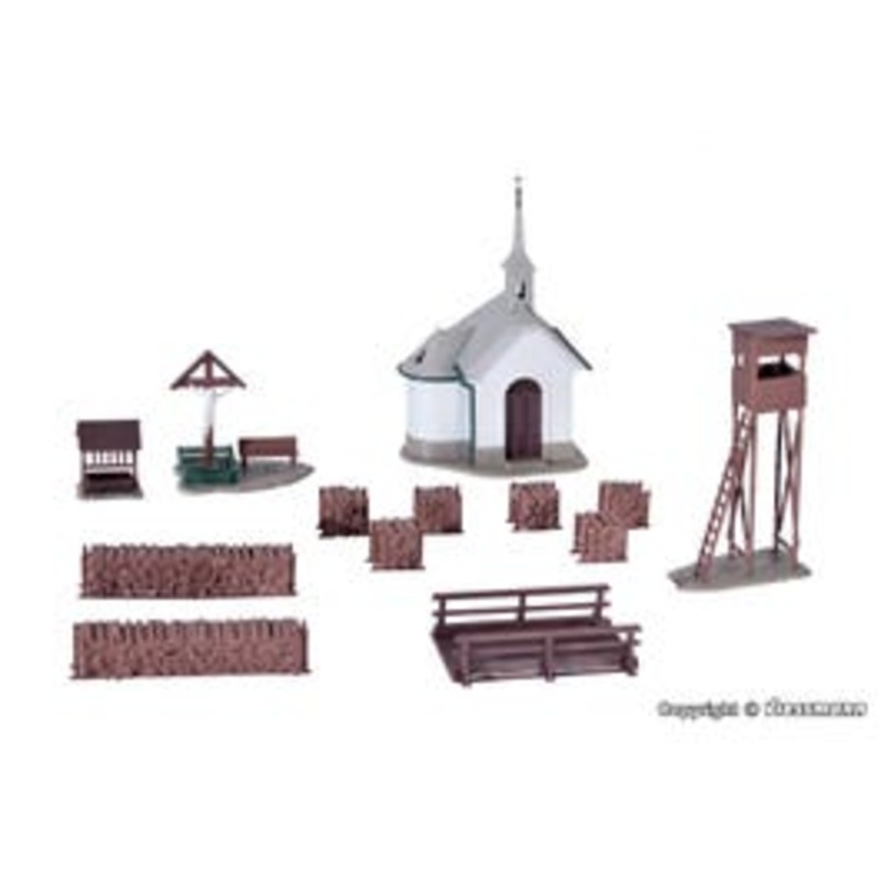 Kibri 39780  HO Chapel with accessories in Hirschbichl kit
