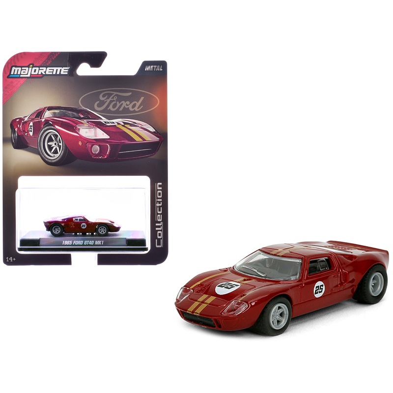 1965 Ford GT40 MK1 #25 Red Metallic with Gold Stripes “Collection” Series 1/64 Diecast Model Car by Majorette