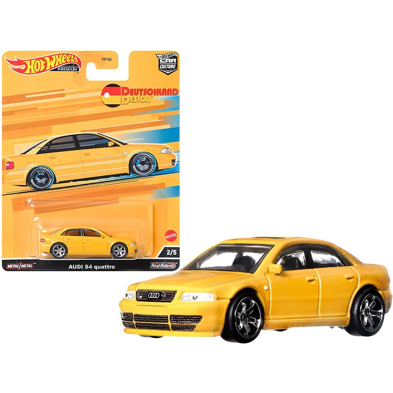 Audi S4 Quattro with Sunroof Yellow “Deutschland Design” Series Diecast Model Car by Hot Wheels