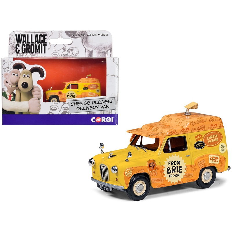 Austin A35 Van RHD (Right Hand Drive) Yellow “Cheese Please” “Wallace & Gromit” Diecast Model Car by Corgi