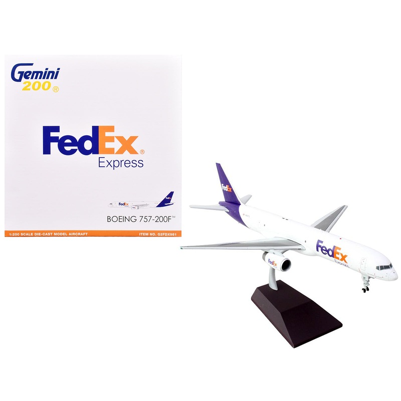 Boeing 757-200F Commercial Aircraft “FedEx (Federal Express)” (N921FD) White with Purple Tail “Gemini 200” Series 1/200 Diecast Model Airplane by GeminiJets