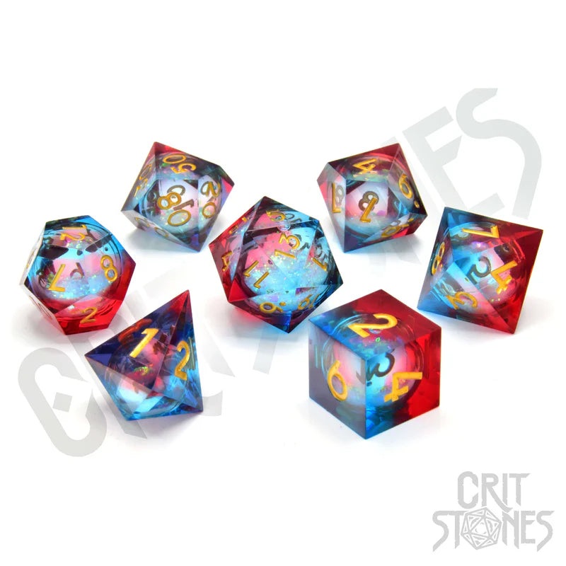CritStones – Resin RPG Dice Set – Fire and Ice Liquid Core