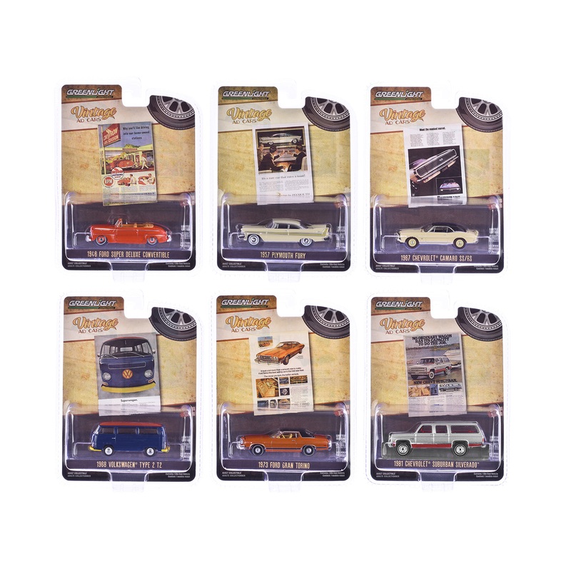 “Vintage Ad Cars” Set of 6 pieces Series 10 1/64 Diecast Model Cars by Greenlight