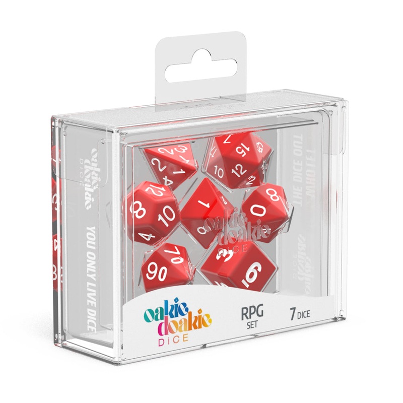 Oakie Doakie Dice – RPG Set Solid Red (7)