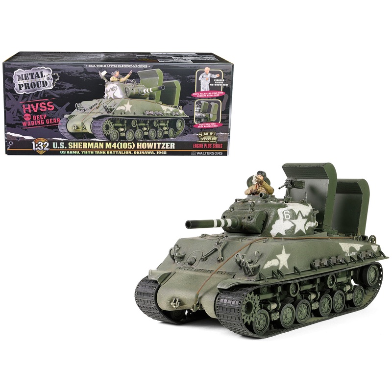 Sherman M4 (105) Howitzer Medium Tank “US Army 711th Tank Battalion Okinawa” (1945) “Engine Plus” Series 1/32 Diecast Model by Metal Proud