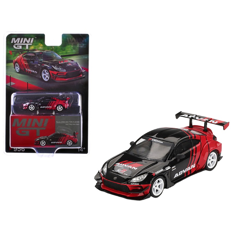 Toyota GR86 “HKS TYPE R ADVAN” RHD (Right Hand Drive) Black and Red “2022 Tokyo Auto Salon” Limited Edition 1/64 Diecast Model Car by Mini GT