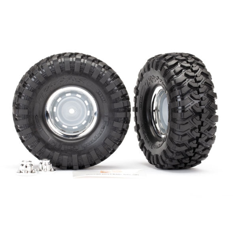 Traxxas – 8166 – Tyres & Wheels (1.9″ Chrome Wheels & Canyon Trail Tires) (2) (TRX-4)