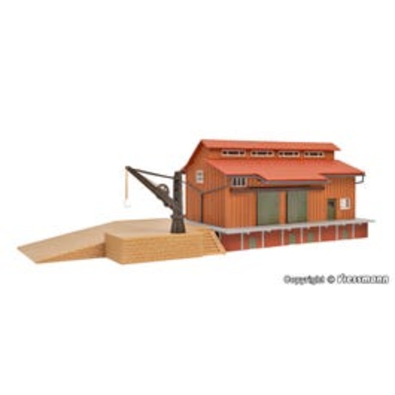 Vollmer 45701  HO Freight shed with side platform and loading crane kit
