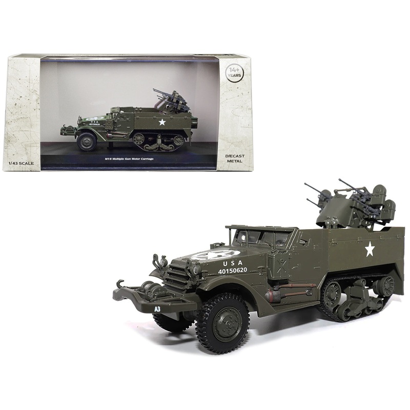 White M16 Multiple Gun Motor Carriage Olive Drab “United States Army” 1/43 Diecast Model by Militaria Die Cast