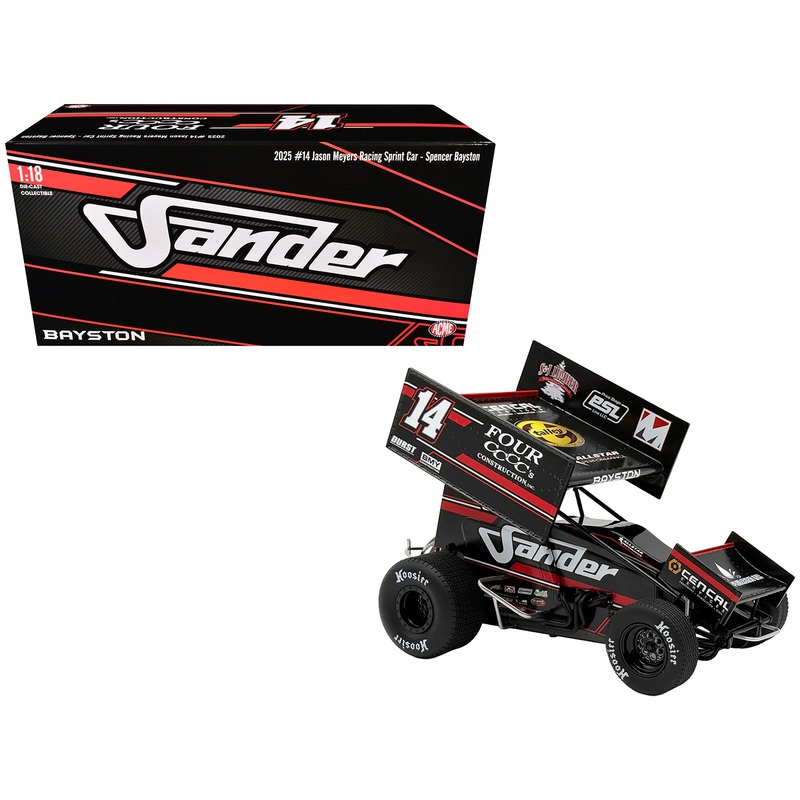 Winged Sprint Car #14 Spencer Bayston “Four CCCC’s Construction – Sander” Jason Meyers Racing (2025) 1/18 Diecast Model Car by ACME