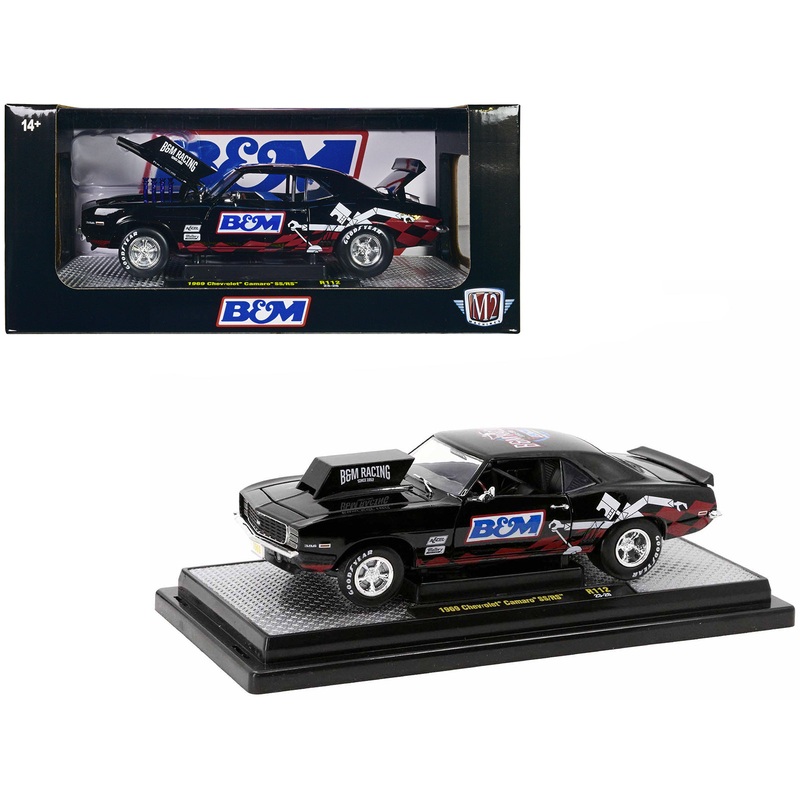 1969 Chevrolet Camaro SS/RS Black “B&M Racing” Limited Edition to 6650 pieces Worldwide 1/24 Diecast Model Car by M2 Machines