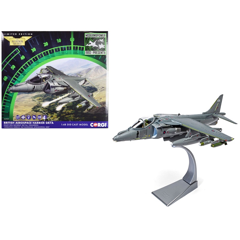 British Aerospace Harrier GR7A Aircraft “Michelle RAF No.1 Squadron Operation Herrick RAF Kandahar Afghanistan” (2007) Royal Air Force “The Aviation Archive” Series 1/48 Diecast Model by Corgi