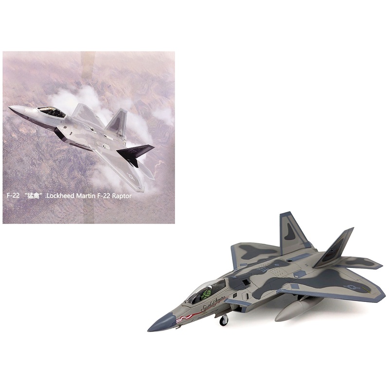Lockheed Martin F-22A Raptor Aircraft “Spirit of America 412th Test Wing Edwards Air Force Base” (1997) United States Air Force 1/100 Diecast Model Airplane