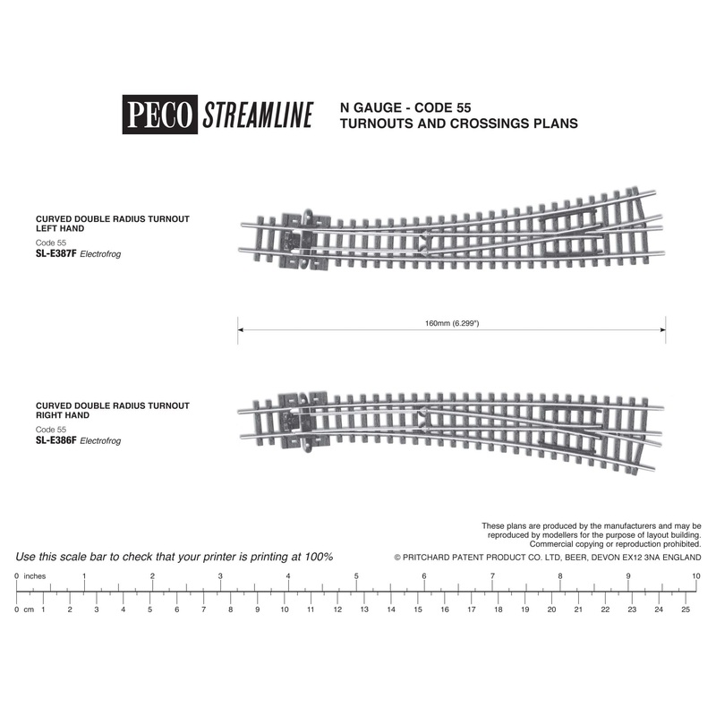 Peco SL-E387F Code 55 N Electrofrog Curved Left Hand Turnout
