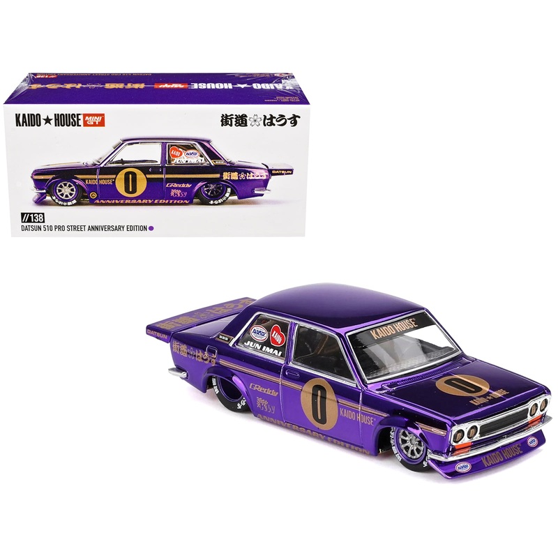 Datsun 510 Pro Street #0 “Anniversary Edition” Purple Metallic (Designed by Jun Imai) “Kaido House” Special 1/64 Diecast Model Car by Mini GT