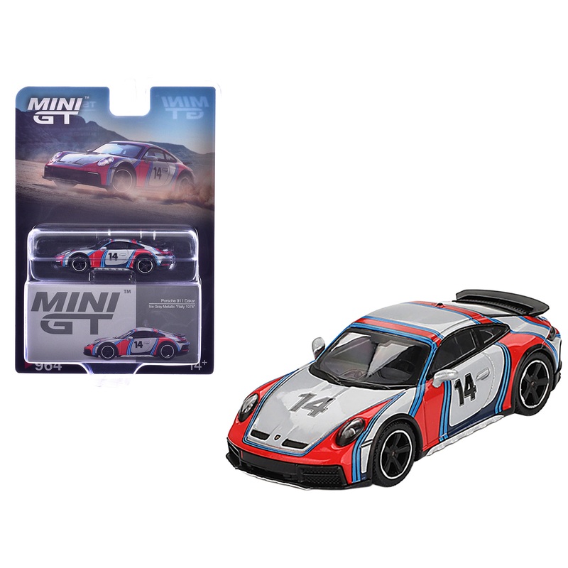 Porsche 911 Dakar #14 “Rally 1978” Ice Gray Metallic Limited Edition 1/64 Diecast Model Car by Mini GT