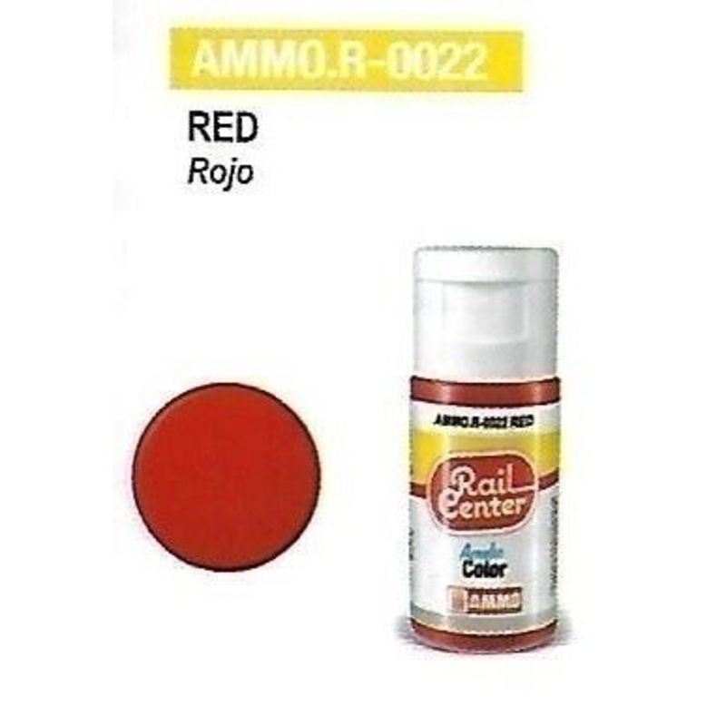Rail Center Paint R-0022, Red, 15ml bottle, Acrylic Paint