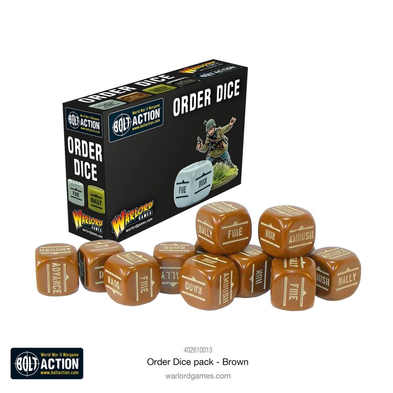 Warlord – Bolt Action Orders Dice – Brown (12 Boxed)
