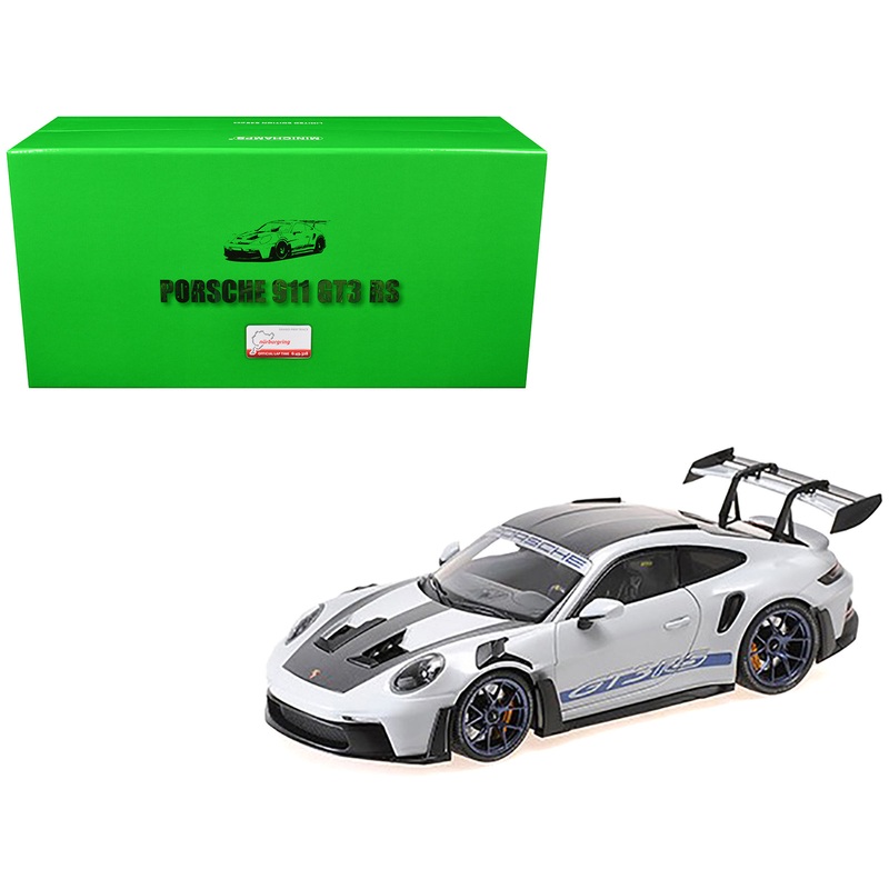 2022 Porsche 911 (992) GT3 RS “Weissach Package” Gray Metallic with Blue Accents Limited Edition to 649 pieces Worldwide 1/18 Diecast Model Car by Minichamps