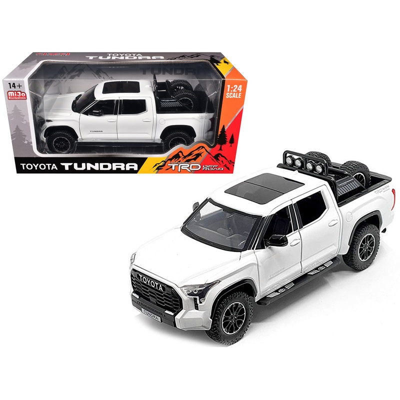 2023 Toyota Tundra TRD 4×4 Pickup Truck White Metallic with Sunroof and Wheel Rack 1/24 Diecast Model Car