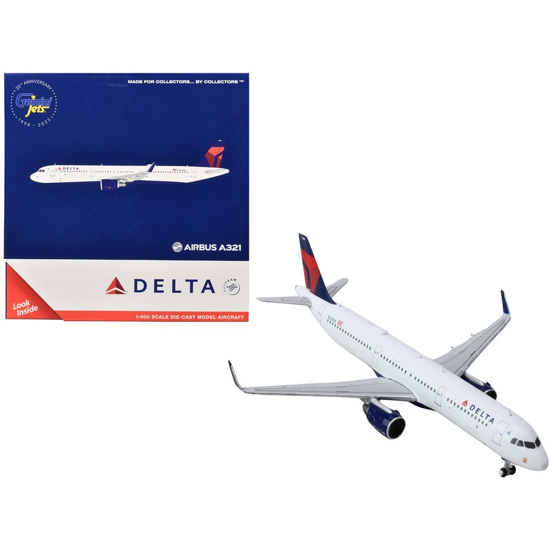 Airbus A321 Commercial Aircraft “Delta Air Lines” (N328DN) White with Red and Blue Tail 1/400 Diecast Model Airplane by GeminiJets