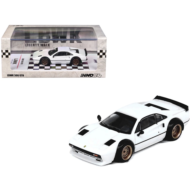 LBWK (Liberty Walk) 308 GTB White 1/64 Diecast Model Car by Inno Models
