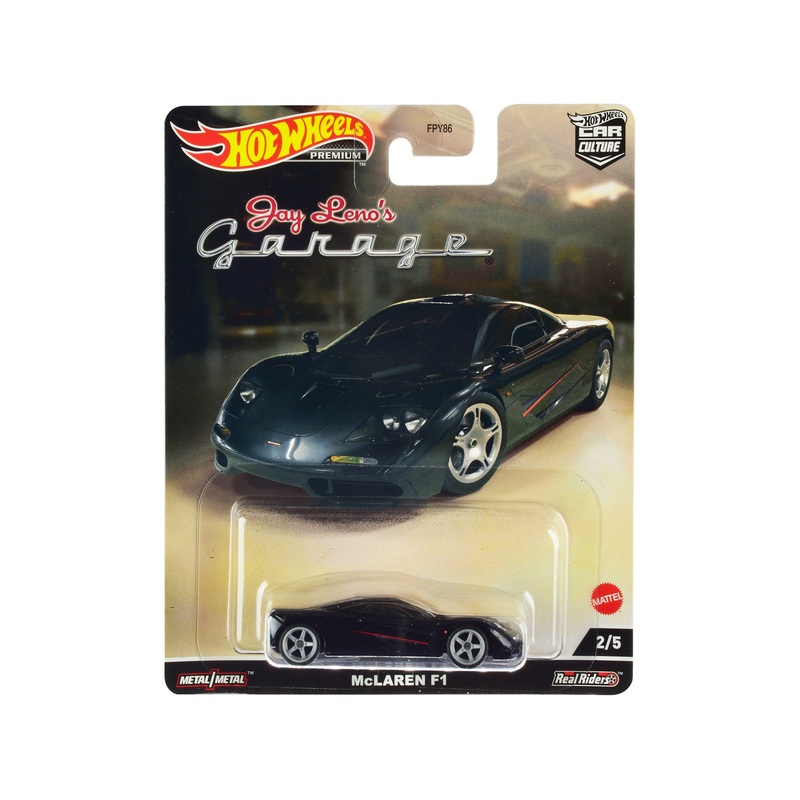 McLaren F1 Black with Red Stripes “Jay Lenos Garage” Diecast Model Car by Hot Wheels