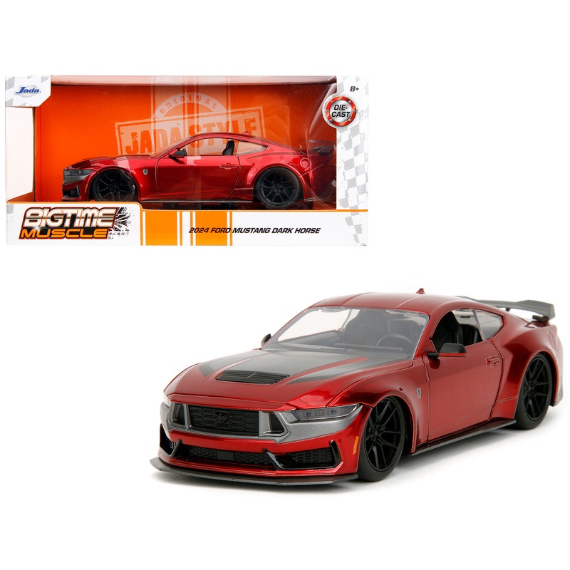 2024 Ford Mustang Dark House Candy Red with Gray Hood “Bigtime Muscle” Series 1/24 Diecast Model Car by Jada