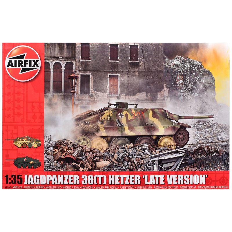 Level 3 Model Kit Jagdpanzer 38(t) Hetzer “Late Version” Tank with 2 Scheme Options (Level 3) 1/35 Plastic Model Kit by Airfix