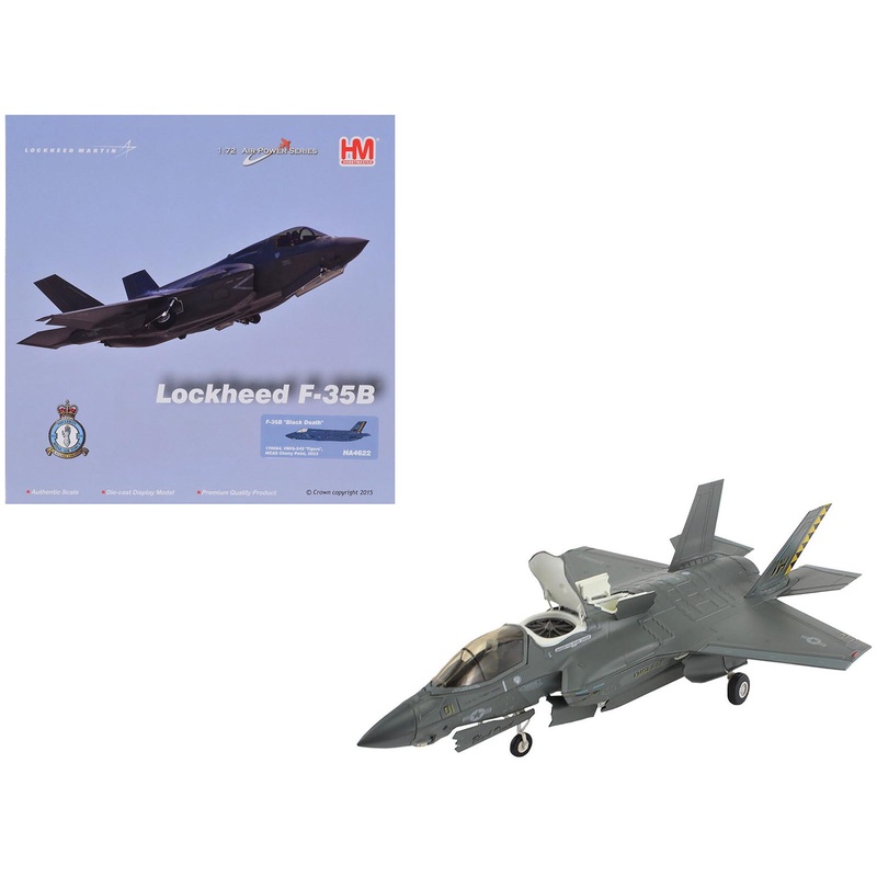 Lockheed Martin F-35B Lightning II Aircraft “Black Death VMFA-542 MCAS Cherry Point” (2023) United States Marine Corps “Air Power Series” 1/72 Diecast Model by Hobby Master