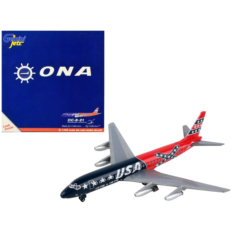 McDonnell Douglas DC-8-21 Commercial Aircraft “Overseas National Airways – USA” Blue and Red Confederate Flag Livery 1/400 Diecast Model Airplane by GeminiJets