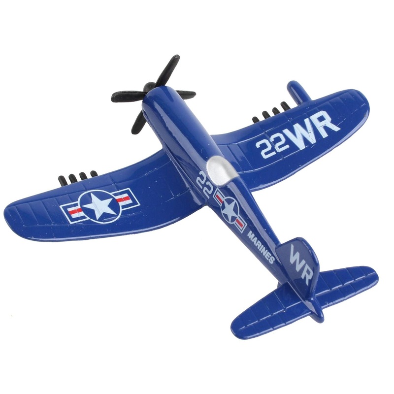 Vought F4U Corsair Fighter Aircraft Blue “United States Marine Corps” with Runway Section Diecast Model Airplane by Runway24