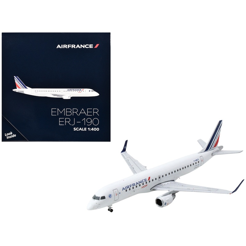 Embraer ERJ-190 Commercial Aircraft “Air France Hop” (F-HBLR) White with Striped Tail 1/400 Diecast Model Airplane by GeminiJets