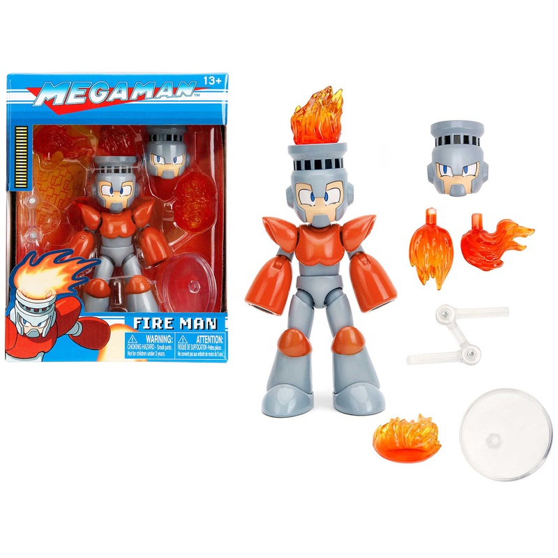 Fire Man 5.5″ Moveable Figure with Accessories and Alternate Head and Hands “Mega Man” (1987) Video Game model by Jada