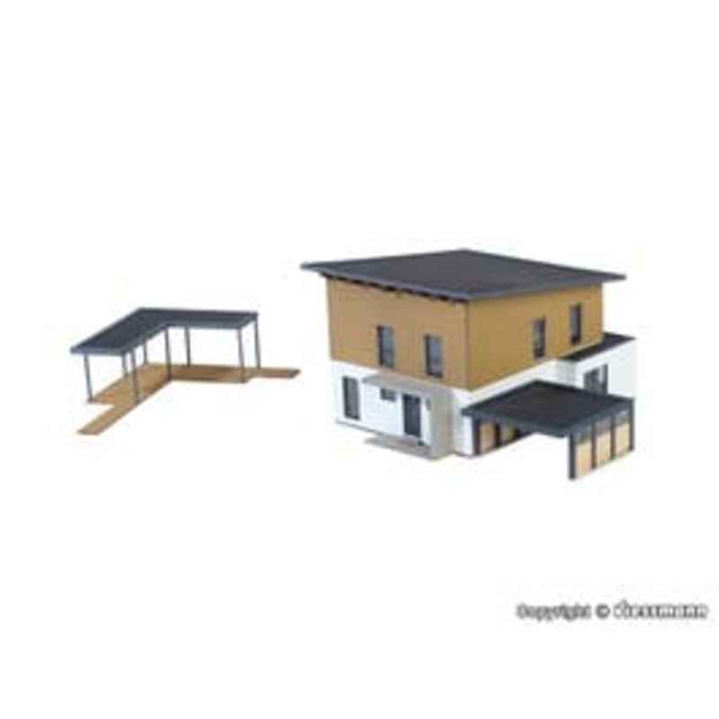 Kibri 38337  HO Cube house Saskia with caport – Polyplate kit
