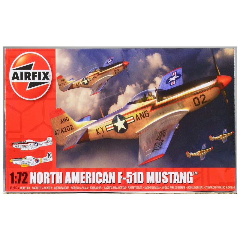 Level 1 Model Kit North American P-51D Mustang Fighter Aircraft with 2 Scheme Options 1/72 Plastic Model Kit by Airfix