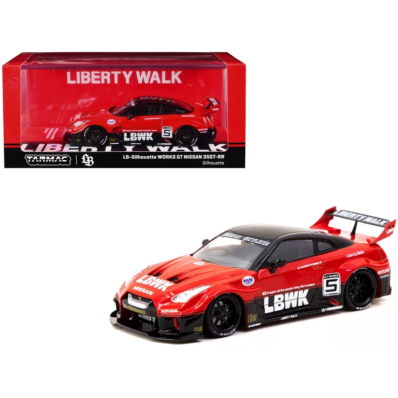 Nissan 35GT-RR LB-Silhouette WORKS GT RHD (Right Hand Drive) #5 “Liberty Walk” Red and Black “Hobby43” Series 1/43 Diecast Model Car by Tarmac Works