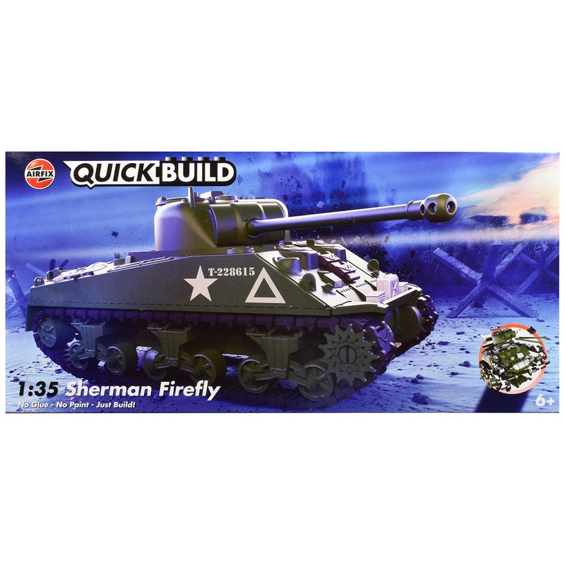 Skill 1 Model Kit Sherman Firefly Tank “British Army” Snap Together Painted Plastic Model Tank Kit 1/35 Scale by Airfix Quickbuild