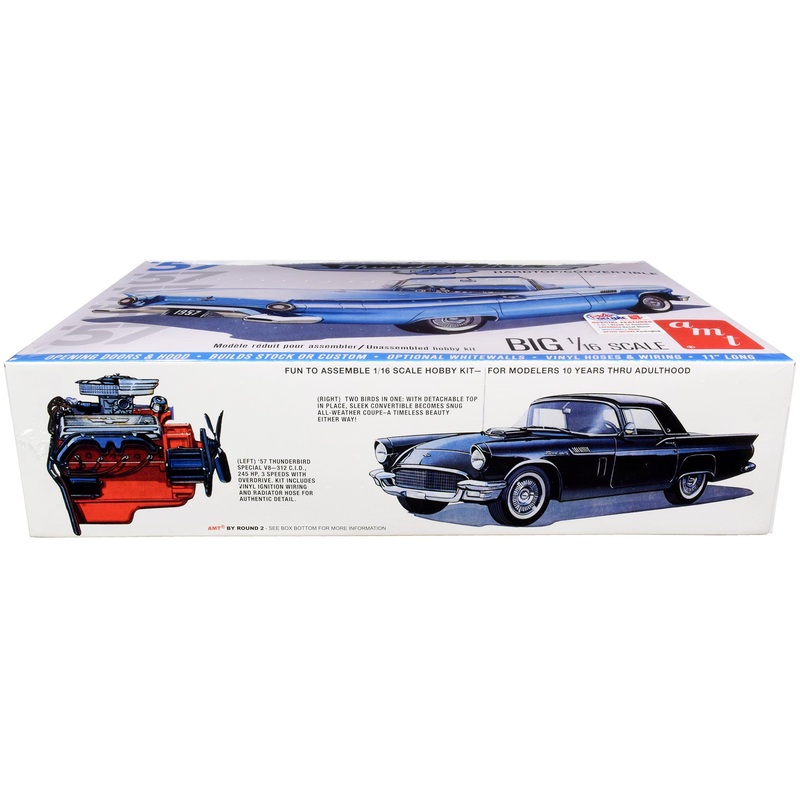 Skill 3 Model Kit 1957 Ford Thunderbird Convertible 2-in-1 Kit 1/16 Scale Model by AMT