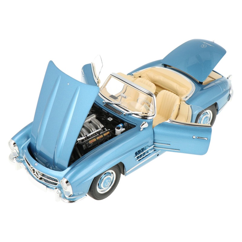 1958 Mercedes-Benz 300 SL Roadster (W198) Blue Metallic 1/18 Diecast Model Car by Minichamps