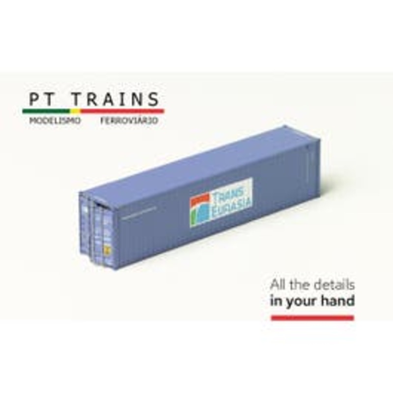 PT Trains 840401 HO Container 40HC TRANS EURASIA (CICU1041166) (Extremely Delicate Doors)