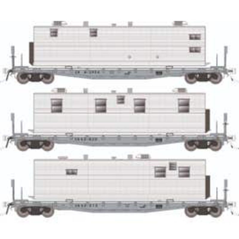 Rapido 138107 HO F30A 50' Flat Car w/Camp Van: CR – MOW: 6-Pack #2