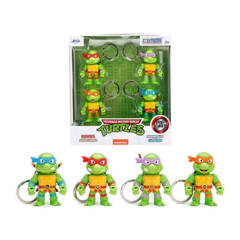 Set of 4 Diecast Figure Key Chains “Teenage Mutant Ninja Turtles” TV Series “Metalfigs” Series Diecast Models by Jada